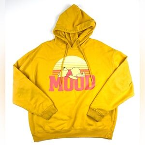 Women’s Distressed Winnie The Pooh Mood Yellow Hoodie Size Large